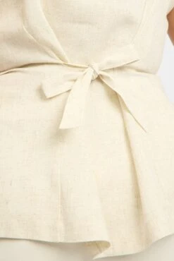 Beige Longline Linen Blend Tie Back Vest -You And All Fashion Store coj5693x 125ab oatmeal 6