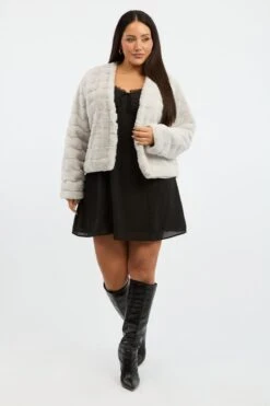 Grey Faux Fur Jacket 10 Grey Faux Fur Jacket -You And All Fashion Store coj5700 10a grey 4