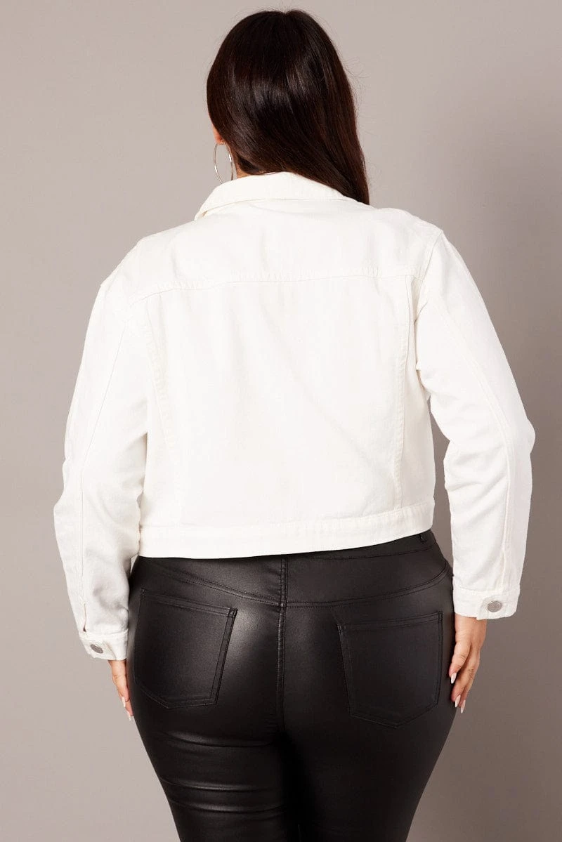 White Cropped Denim Jacket 5 White Cropped Denim Jacket - Image 5