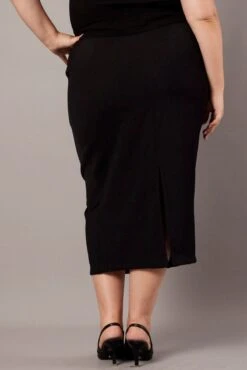 Black Tailored Midi Pencil Skirt -You And All Fashion Store csl0071 34a black 5