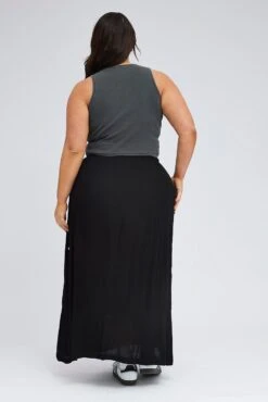 Black Maxi Skirt Long Side Tab Adjustable -You And All Fashion Store csl0103b 34ab black 5