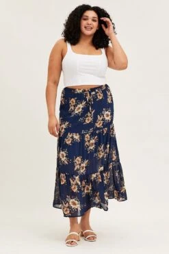 Floral Print Tiered Maxi Full Skirt -You And All Fashion Store csl0104b 34r floral prt 3