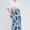 Black Floral Elastic Waist Maxi Skirt