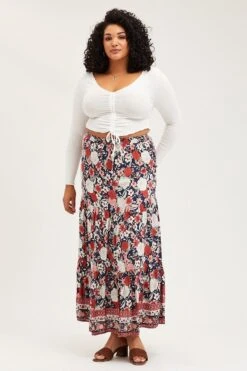 Boho Print Tiered Maxi Skirt -You And All Fashion Store csl0104j 34rb boho prt 3