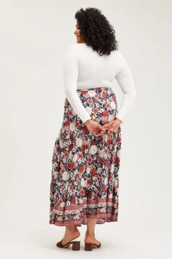 Boho Print Tiered Maxi Skirt -You And All Fashion Store csl0104j 34rb boho prt 5