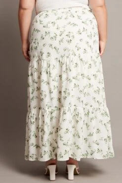 Green Ditsy Elastic Waist Maxi Skirt -You And All Fashion Store csl0104mx 34ab ditsy 5
