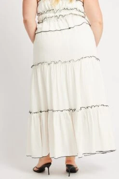 White Tier Contrast Tie Maxi Skirt -You And All Fashion Store csl0456 112ab white 5