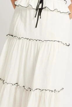 White Tier Contrast Tie Maxi Skirt -You And All Fashion Store csl0456 112ab white 6