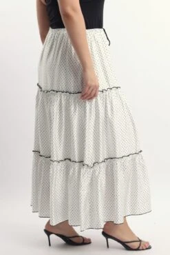White Polka Dot Tier Contrast Tie Maxi Skirt 7 White Polka Dot Tier Contrast Tie Maxi Skirt -You And All Fashion Store csl0456c 112a polka dot 3