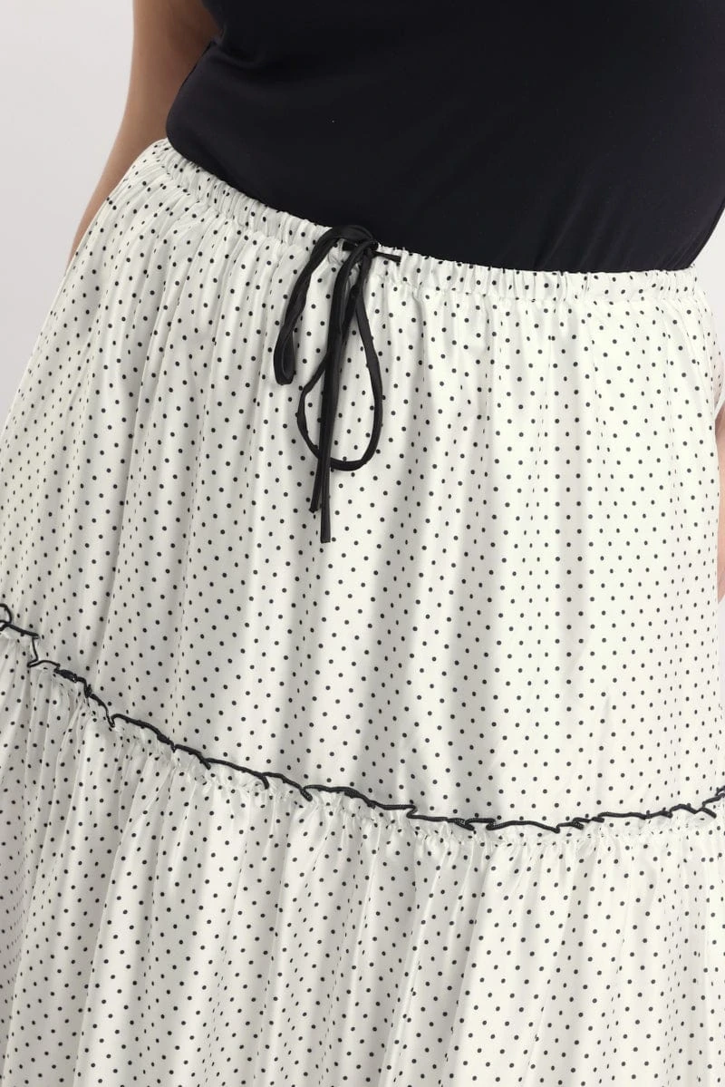 White Polka Dot Tier Contrast Tie Maxi Skirt 5 White Polka Dot Tier Contrast Tie Maxi Skirt - Image 5