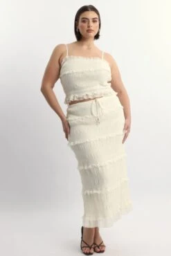 Beige Frill Maxiskirt -You And All Fashion Store csl0541x 123a beige 3