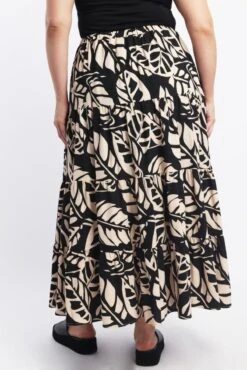 Black Floral Linen Blend Tiered Maxiskirt -You And All Fashion Store csl1037a 116a floral 4