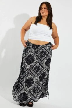 Blue Boho Drawstring Side Bandana Maxi Skirt -You And All Fashion Store csl10571e 35ab boho 3