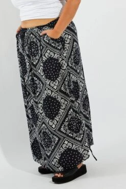 Blue Boho Drawstring Side Bandana Maxi Skirt -You And All Fashion Store csl10571e 35ab boho 4