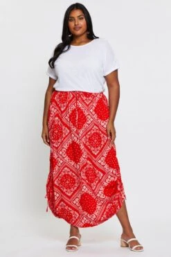 Boho Print Maxi Rushed Skirt Waist Tie -You And All Fashion Store csl10571e 81b boho prt 3