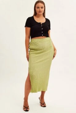 Green Midi Skirt Midi Split -You And All Fashion Store csl1064b 36rb lime 3