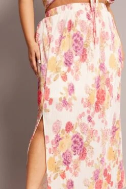 Beige Floral Plisse Maxiskirt -You And All Fashion Store csl1064hx 36a floral 6