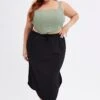 Black Maxi Skirt Elastic Waist Curve Hem