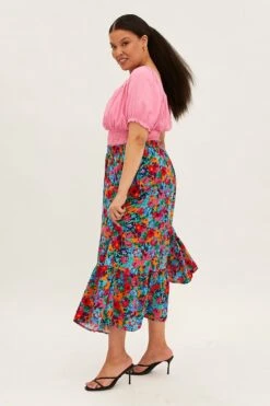 Multi Floral Print Maxi Skirt -You And All Fashion Store csl11232a 35a floral 4
