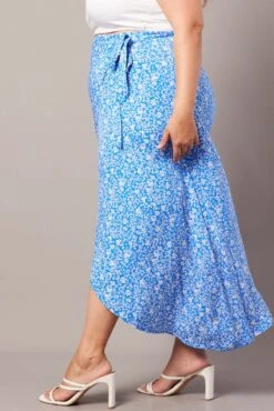 Blue Ditsy Wrapover Maxi Skirt -You And All Fashion Store csl1148 10ab ditsy 4
