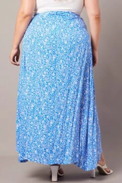 Blue Ditsy Wrapover Maxi Skirt -You And All Fashion Store csl1148 10ab ditsy 5
