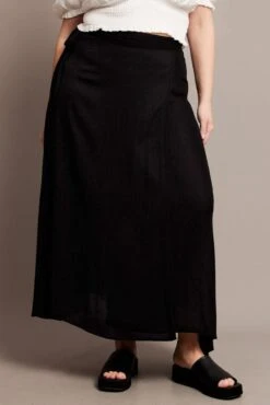 Black Crinkle Wrap Maxi Skirt -You And All Fashion Store csl1180ca 47a black 3