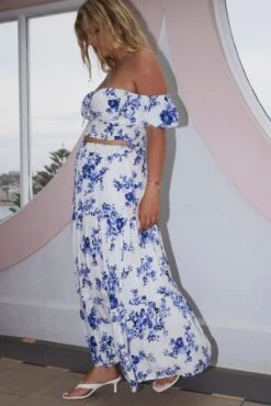 Blue Floral Tiered Elastic Waist Maxi Skirt 9 Blue Floral Tiered Elastic Waist Maxi Skirt -You And All Fashion Store csl12031 35a floral 4