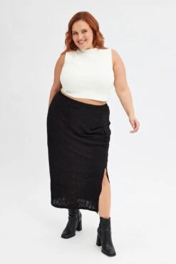 Black Maxi Skirt Side Split -You And All Fashion Store csl1227 35rb black 3