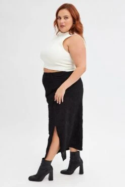 Black Maxi Skirt Side Split -You And All Fashion Store csl1227 35rb black 4