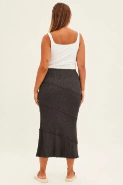 Grey Maxi Skirt Asymmetric Rib -You And All Fashion Store csl1235 81rb charcoal 5