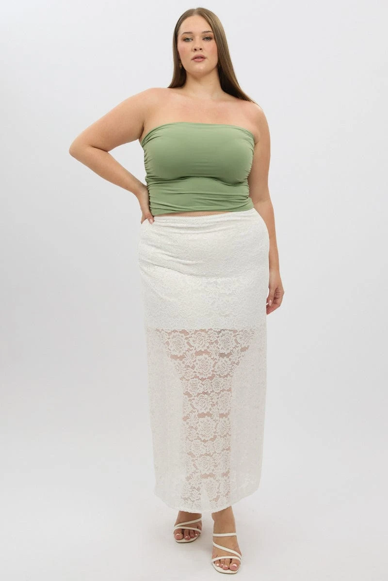 White Stretch Lace Maxi Skirt 3 White Stretch Lace Maxi Skirt - Image 3