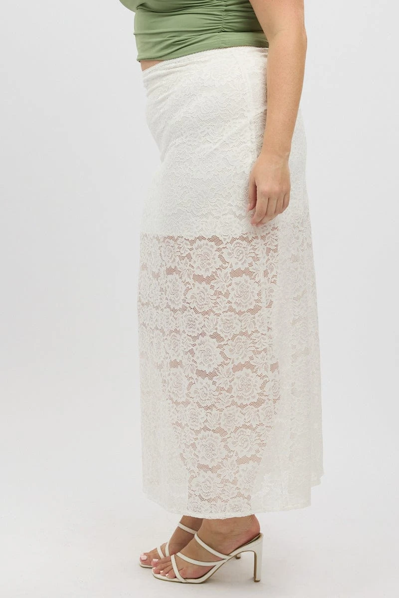 White Stretch Lace Maxi Skirt 4 White Stretch Lace Maxi Skirt - Image 4