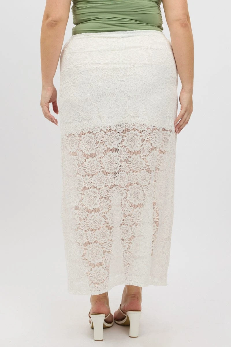 White Stretch Lace Maxi Skirt 5 White Stretch Lace Maxi Skirt - Image 5