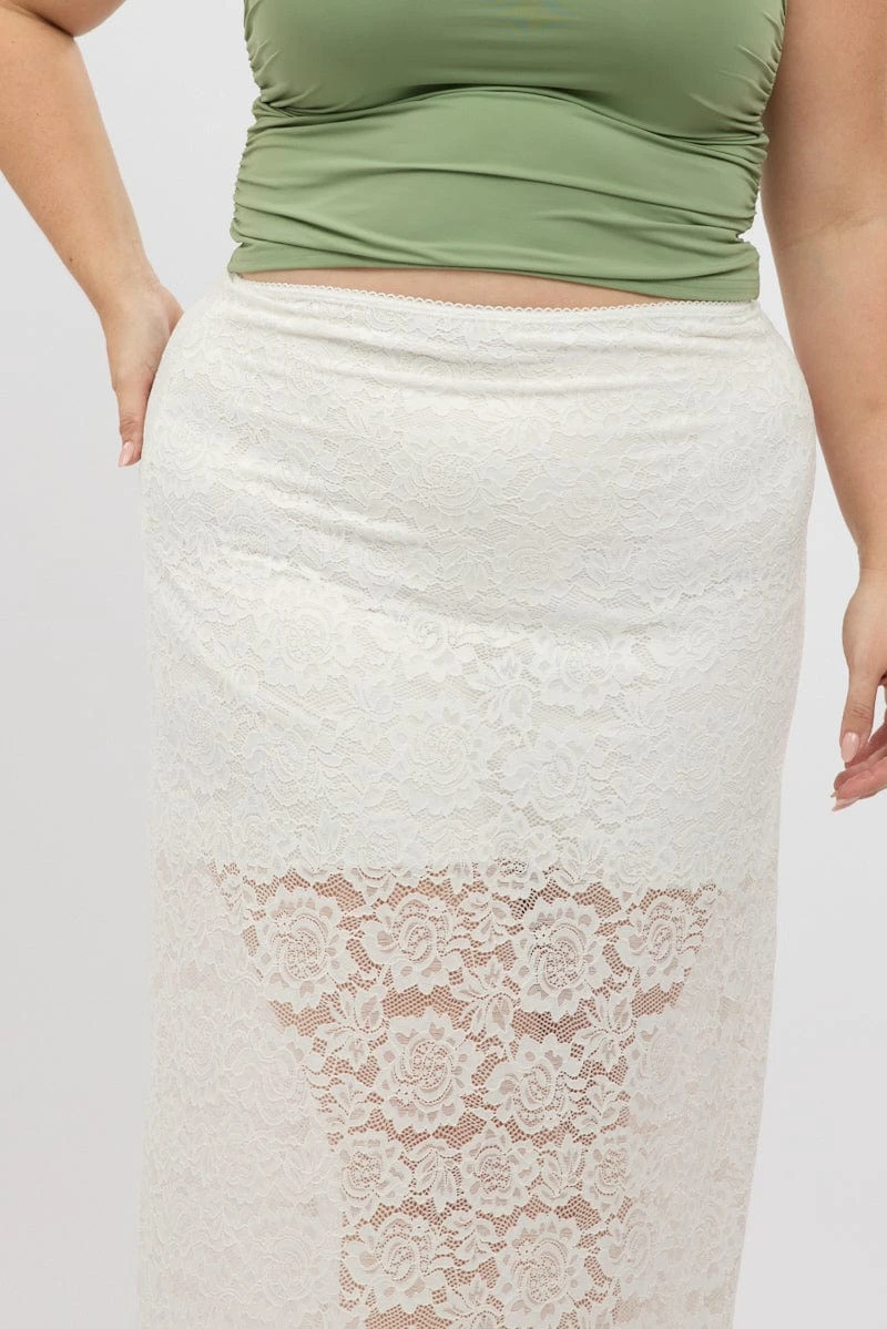 White Stretch Lace Maxi Skirt 6 White Stretch Lace Maxi Skirt - Image 6