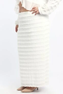 White Lace Maxi Skirt With Waist Trim -You And All Fashion Store csl1357x 127a white 4