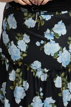 Black Floral Elastic Waist Tiered Maxiskirt -You And All Fashion Store csl17436 35a floral 6