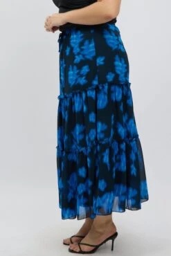 Blue Abstract Elastic Waist Tie Front Maxiskirt 9 Blue Abstract Elastic Waist Tie Front Maxiskirt -You And All Fashion Store csl17436b 35a abstract 4