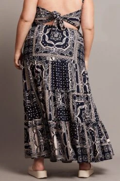 Blue Abstract Tiered Maxi Skirt -You And All Fashion Store csl2345d 47ab abstract 5