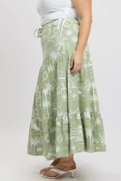 Green Abstract Tiered Maxiskirt Tie Waist -You And All Fashion Store csl2345jm 47ab abstract 4