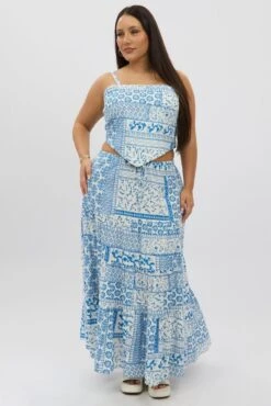 White Boho Elastic Waist Linen Blend Tiered Maxiskirt -You And All Fashion Store csl2345lx 47a boho 3