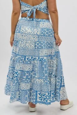 White Boho Elastic Waist Linen Blend Tiered Maxiskirt -You And All Fashion Store csl2345lx 47a boho 5