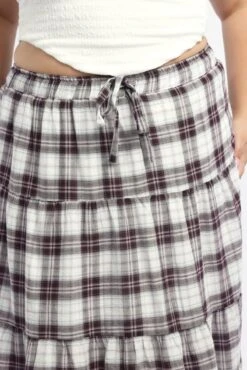 Red Check Tie Waist Tiered Maxiskirt -You And All Fashion Store csl25518a 122a check 5