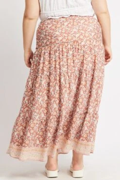 Multi Boho Tie Waist Tiered Maxi Skirt -You And All Fashion Store csl25518ax 34a boho 5