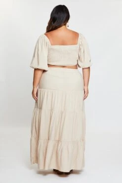 Beige High Waist Tiered Maxi Skirt -You And All Fashion Store csl25518x 34l sand 5 2