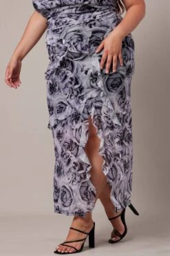 Black Floral Rosette Mesh Frill Skirt -You And All Fashion Store csl3099c 84ab floral 4