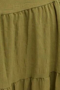 Khaki Maxi Skirt Elastic Waist Long Textured -You And All Fashion Store csl31753 42ab khaki 6