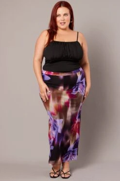 Multi Abstract Mesh Bodycon Skirt -You And All Fashion Store csl32208 84ab abstract 3