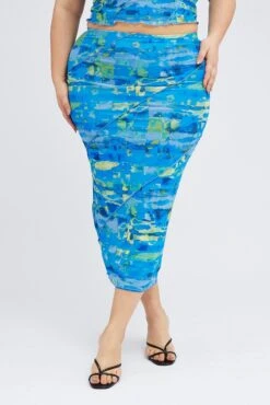 Multi Abstract Mesh Skirt Seam Detail -You And All Fashion Store csl32221x 47a abstract 3