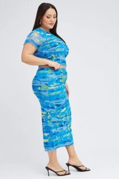 Multi Abstract Mesh Skirt Seam Detail -You And All Fashion Store csl32221x 47a abstract 4