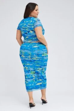 Multi Abstract Mesh Skirt Seam Detail -You And All Fashion Store csl32221x 47a abstract 5